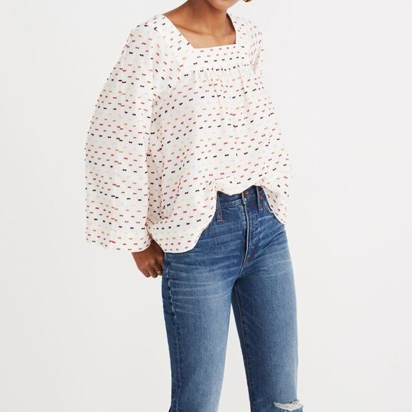 Madewell Square-Neck Top in Clipdot Size Small - Picture 2 of 7